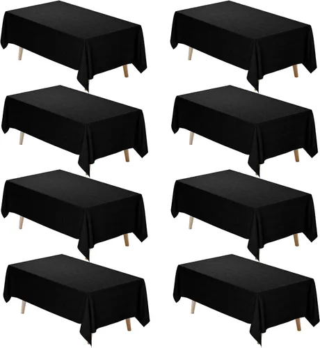 Miniatura 64 de Fixwal Paquete de 2 manteles rectangulares negros de 60 x 102 pulgadas, reutilizables, resistentes, lavables, para mesas de 6 pies, bodas, fiestas