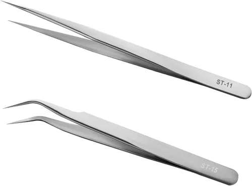 Miniatura 25 de Ainiv Juego de pinzas de precisión, 11 piezas de pinzas ESD antiestáticas con 1 cortador de alambre micro para modelado, reparación electrónica, 12