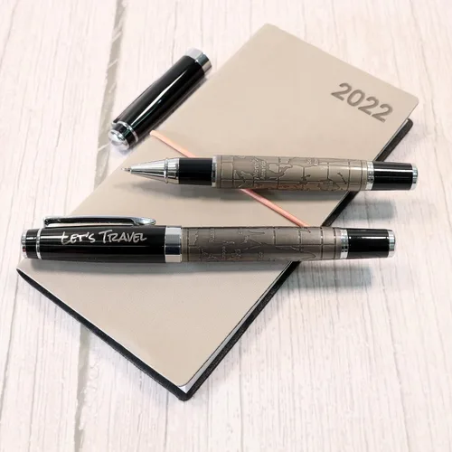 Miniatura 4 de Bolígrafo de metal personalizado con diseño de mapa del mundo premium + caja de regalo Diseña un regalo verdaderamente único Grabado con láser