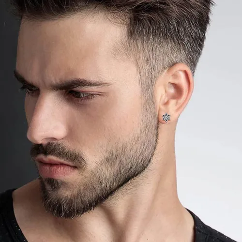 Miniatura 2 de ChicSilver Pendientes retro de plata de ley 925 con estrella de Davidojo de Horus para mujeres, adolescentes y niñas, hipoalergénicos