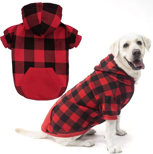 Miniatura 27 de EXPAWLORER - Sudadera con capucha para perro, estilo británico, suave y cálido con agujero para la correa, para clima frío, abrigo de invierno