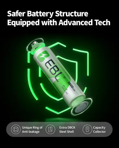 Miniatura 5 de EBL - Combo de 16 pilas AA y AAA con 8 pilas recargables AA de 2300 mAh y 8 pilas recargables AAA de 800 mAh