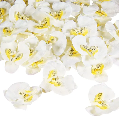Miniatura 8 de 40 pétalos de orquídea, decoraciones artificiales, cabezas de orquídeas, flores, de seda sintética, Phalaenopsis, cabezas de flores de mariposa
