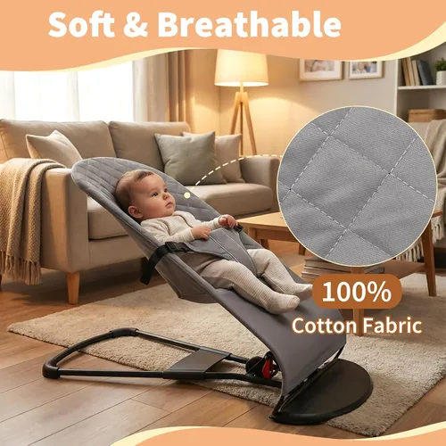 Miniatura 7 de Asiento de tela para gorila – para BabyBjorn Funda de repuesto compatible con BabyBjörn Bouncer Bliss, lavable a máquina (gris)