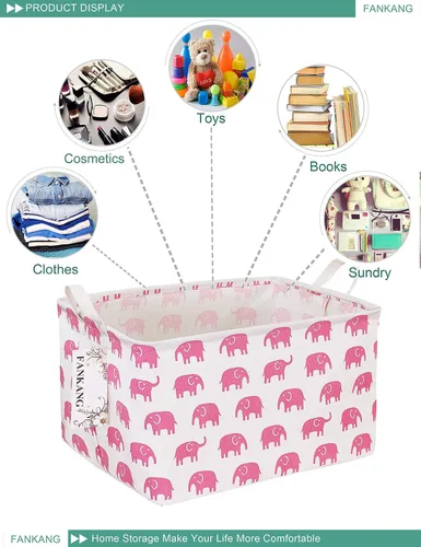 Miniatura 3 de FANKANG - Canasta plegable de almacenamiento para guardería, con revestimiento de polietileno impermeable, de grand tamaño, para niños y niñas