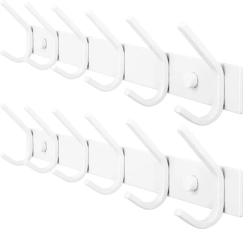 Miniatura 13 de WEBI Perchero de pared, 8 ganchos, 24" de largo, ganchos para colgar abrigos montados en la pared, gancho para colgar abrigos, estante de ganchos
