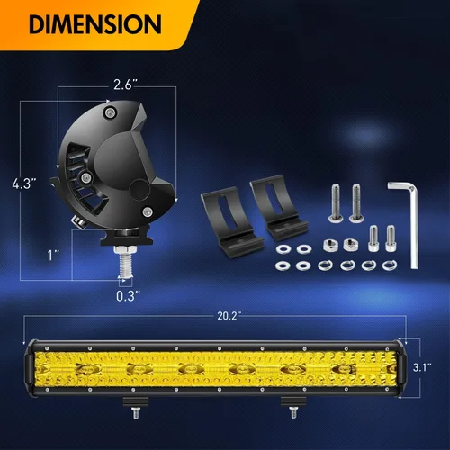 Miniatura 2 de GOOACC Barra de luz LED de 20 pulgadas, 420 W, ámbar, súper brillante, combo de triple fila de luz difusa y concentrada, 42000 lm, luz de trabajo