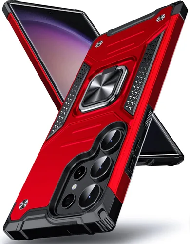 Miniatura 26 de Anqrp Funda para Galaxy S22 Ultra, Funda Protectora de Teléfono de Grado Militar con Soporte Plegable de Anillo de Metal Giratorio