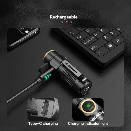 Miniatura 4 de NICRON Linterna EDC de 1200 lúmenes con imán, luz de bolsillo recargable, luz de mano compacta de alto lúmenes, mini linterna C1 7 modos para Negro