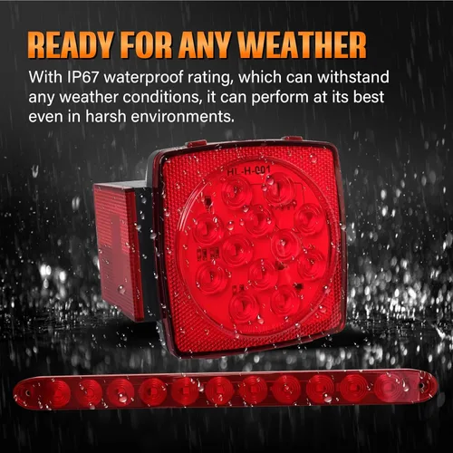 Miniatura 8 de Gonice Juego de 2 luces LED cuadradas para remolque, freno de freno, cola de matrícula, lámpara de luz LED para 12 V, cámper, camión, caravana
