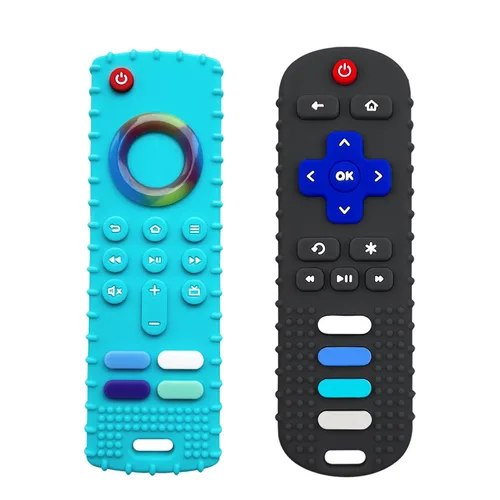 Miniatura 10 de Mordedores de silicona juguetes de dentición para bebés, mordedores con forma de control remoto de TV para bebés de 6-12-18 meses, mordedores