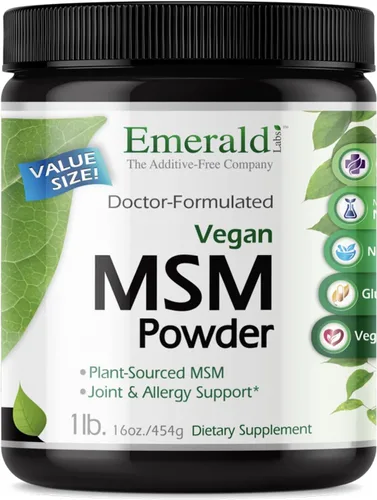 Emerald Labs MSM Powder - Suplemento de metilsulfonilmetano de origen vegetal para desintoxicación del hígado, salud de las articulaciones, salud de
