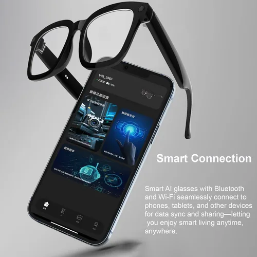 Miniatura 7 de Gafas de cámara para vlogging y computadora, lentes inteligentes de filtrado de luz azul con grabación de 1080P, manos libres y vista previa
