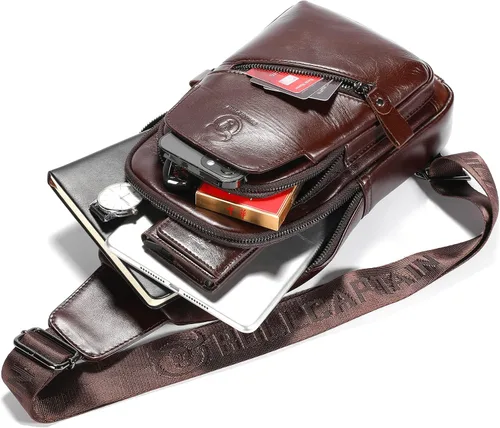 Miniatura 127 de LUKZIJAES Bolso bandolera de cuero genuino para hombre