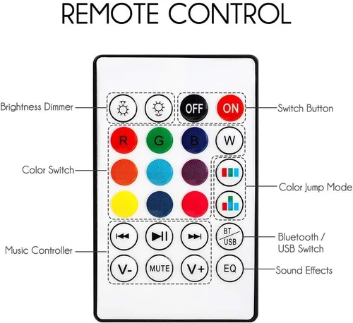 Miniatura 7 de eecoo Bombilla LED inteligente, altavoz de bombilla Bluetooth con regulable, RGB multicolor, audio y música, funciones estéreo, control remoto
