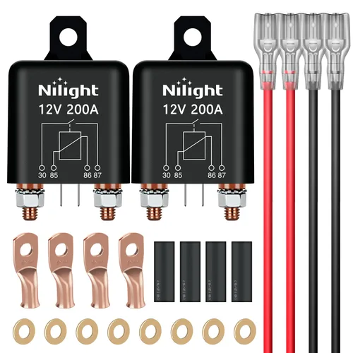 Miniatura 11 de Nilight Relé de Arranque de 120A, Interruptor de Relés Divididos de 4 Pines, 12V Continuo Servicio Pesado SPST Alta Corriente 4 Terminales Control