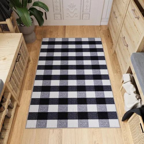 Miniatura 23 de Ottomanson Alfombra de pasillo de 20 x 53 pulgadas, antideslizante, fácil de limpiar, alfombra de lavandería, duradera y apta para mascotas