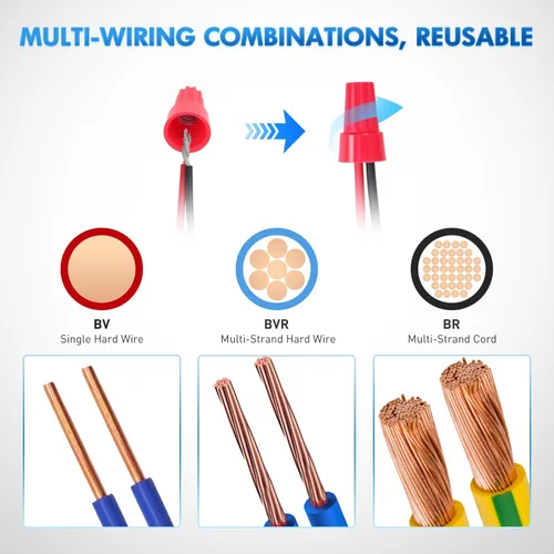 Miniatura 5 de Nilight Kit de conectores de cable rojo de 100 piezas, tapas de cable eléctrico de 14-12 AWG, inserto aislante, terminal de cable eléctrico