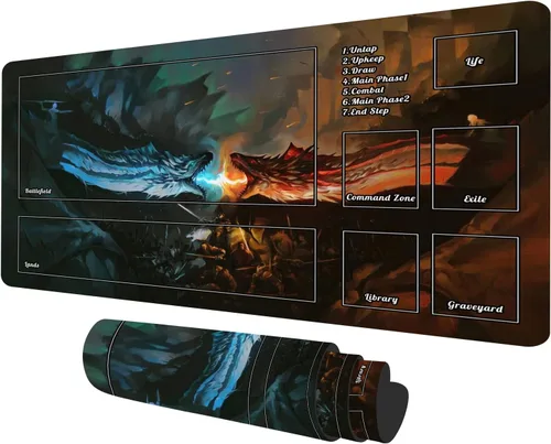 TCG - Tapete de juego con zonas de 23.6 x 13.7 pulgadas, juego de mesa Dragon MTG, juego de cartas coleccionables para TCG MTG Playmat diseños