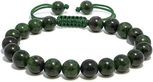 Miniatura 37 de Adjustable Crystal Bracelet – Gemstone Bead Bracelet with Adjustable Macrame String – Chic Gemstone Bracelet for Men and Women – 8mm Round Healing