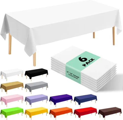 Miniatura 30 de Paquete de 6 manteles de plástico desechables patrióticos de 54 x 108 pulgadas, para fiestas con temática conmemorativa, desechables para mesas de 6