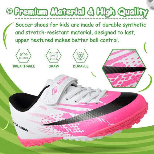 Miniatura 2 de CBUSTER Zapatos de fútbol para niños y niñas, zapatos deportivos para interiores y exteriores