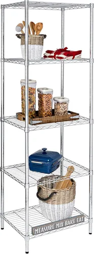Honey-Can-Do Estantería ajustable resistente de 5 niveles, 250 libras por estante, estante de almacenamiento de metal certificado NSF, estante de