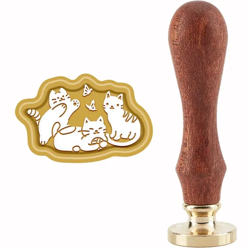 CRASPIRE Sello de cera de latón con mango de madera, cabeza extraíble, para arte, manualidades, invitaciones, álbumes de recortes