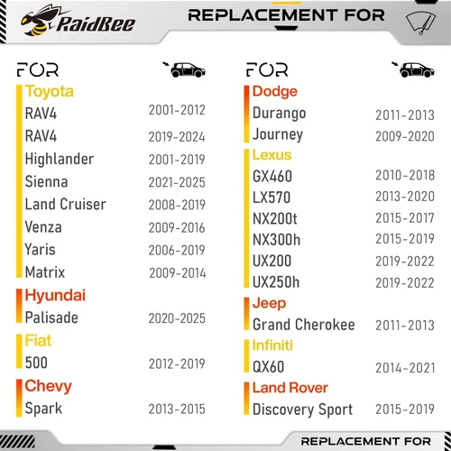 Miniatura 2 de Repuesto de limpiaparabrisas trasero de 12 pulgadas para Toyota RAV4 2001-2024/Highlander 2001-2019, Lexus GX460 2010-2018/LX570 2013-2020, Infiniti