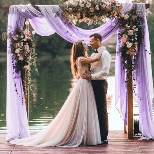 Miniatura 18 de AMZLOKAE Cortinas de arco de boda burdeos 2 paneles de tela de gasa de 18 pies 6 yardas de decoración elegante de gasa Perfecto para ceremonia