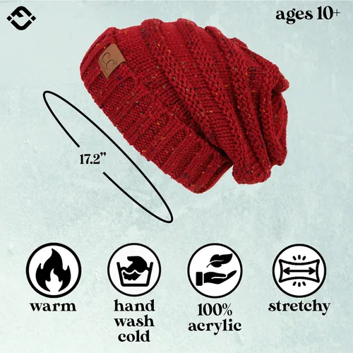 Miniatura 265 de Funky Junque Gorro de moda de punto trenzado de talla extragrande, grueso, abrigado, suave y holgado
