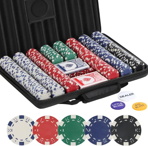Juego de fichas de póquer, 500 fichas de póquer para Texas Holdem, juegos de póquer Blackjack, kit de fichas de póquer de Pokeno para casino Chip