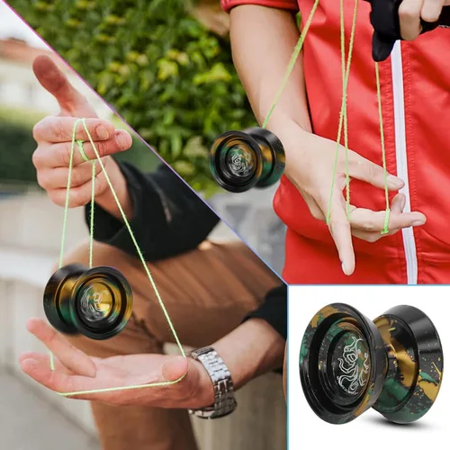 Miniatura 9 de Yoyo que no responde, Yoyo de metal para adultos jugadores avanzados de Yoyo, Yoyo profesional con 3 guantes de cuerdas Yoyo, bola Yoyo para niños