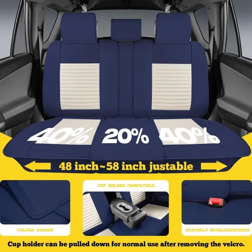 Miniatura 5 de LINGVIDO - Funda universal para asiento de automóvil, transpirable e impermeable, de piel sintética, para autos, SUV, sedán