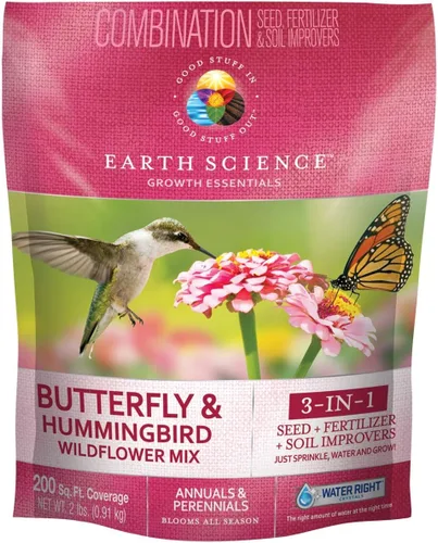 Miniatura 10 de Earth Science Mezcla de flores silvestres y colibríes, 6 libras, semillas de flores silvestres 3 en 1 premium, alimentos para plantas