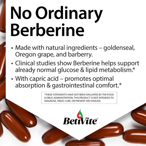 Miniatura 3 de BetiVite Suplementos de berberina, soporte de glucosa de berberina, combinado con aceite MCT para una absorción óptima de berberina, 90 geles blandos