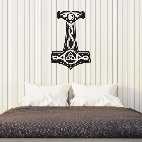 Escandinavia - Vinilo adhesivo para pared, diseño de martillo de Thor, celta, Mjolnir (k283), color negro
