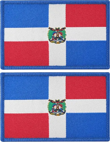 JBCD Paquete de 2 parches de bandera dominicana, parche táctico de bandera del orgullo para ropa, sombrero, parche militar