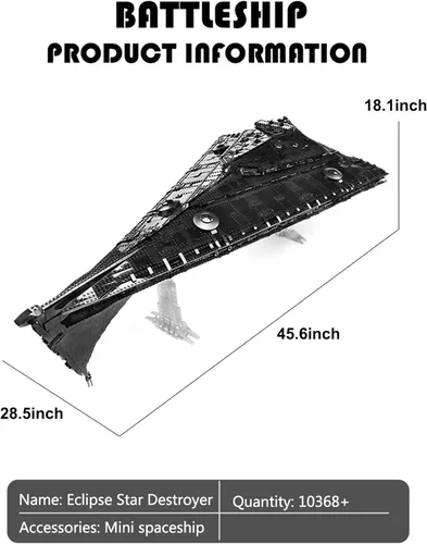Miniatura 7 de Mould King Modelo de destructor estelar 21004, juguete de construcción de destructor estelar imperial clase Eclipse, más de 10368 piezas, kit