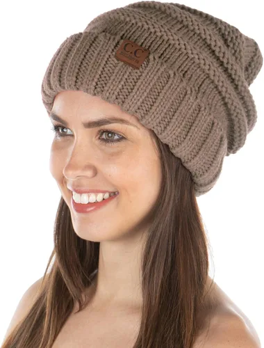 Miniatura 2 de Gorro Funky Junque exclusivo para mujer, gorro holgado de gran tamaño, gorro cálido de punto acanalado