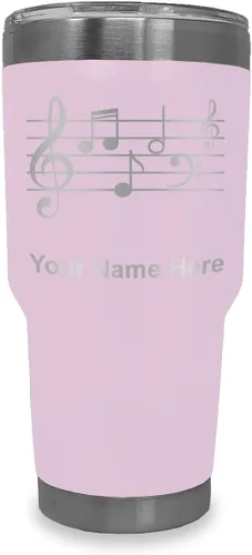 Miniatura 22 de LaserGram Vaso aislado al vacío de 20 onzas, personal de música, grabado personalizado incluido (negro)