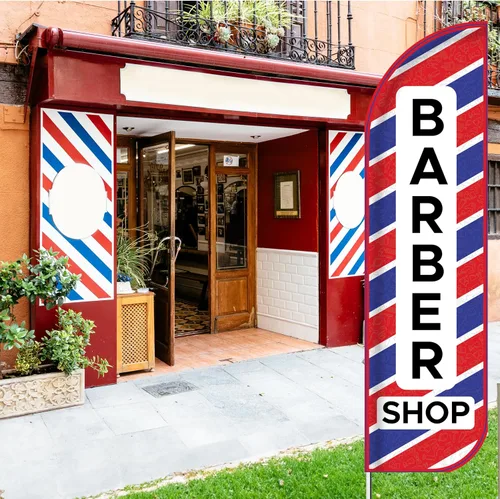 Miniatura 6 de OnPoint Wares Banderas de Barber Shop King – Paquete de 2 Banderas de publicidad exterior de 3 pies x 11.5 pies para negocios de peluquería