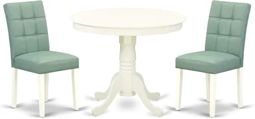 Miniatura 17 de East West Furniture ANAS3-AWA-08 Juego de mesa de comedor de cocina de 3 piezas contiene una mesa moderna y 2 sillas de comedor tapizadas de tela
