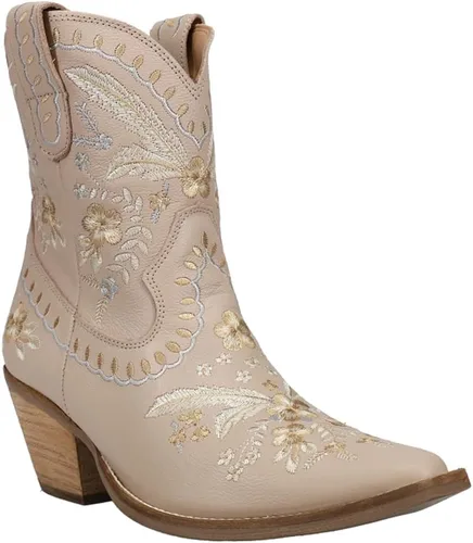 Miniatura 2 de Dingo - Botas con bordados florales de prímula para mujer, de punta triangular, tacón bajo de 1-2 pulgadas, color negro