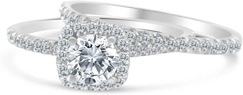 Miniatura 3 de Anillo de compromiso con halo de diamantes de 100 quilates en oro blanco de 10 k H-I I2