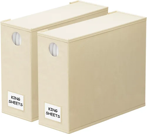 Miniatura 21 de SpaceAid Paquete de 4 organizadores de sábanas y almacenamiento, organizador de sábanas plegable para armario de lino, juego de sábanas con ventana