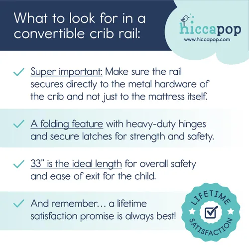 Miniatura 5 de Hiccapop Barandilla convertible para cuna para niños pequeños, protector de riel de cuna con anclaje reforzado de seguridad Gris