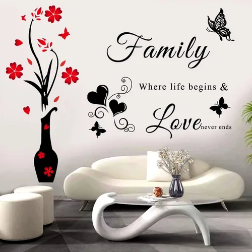 Miniatura 4 de Calcomanías de pared con citas de letras familiares, jarrones y murales extraíbles para sala de estar, dormitorio, fondo de sofá y pared de TV