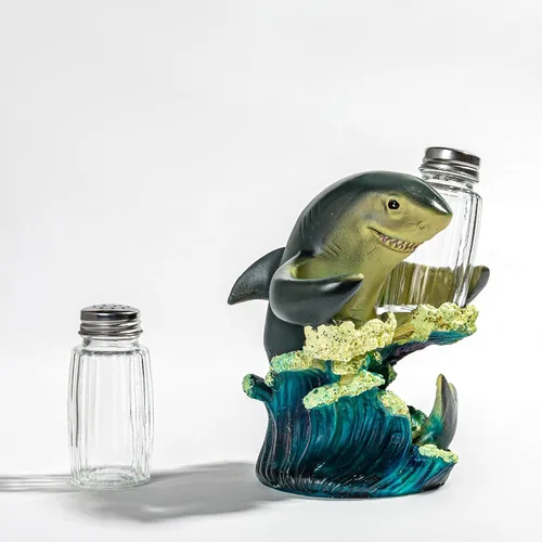 Miniatura 10 de Juego de salero y pimentero de resina con soporte y tarros de especias de cristal, decoración de cocina para amantes de los gatos, figura de gato