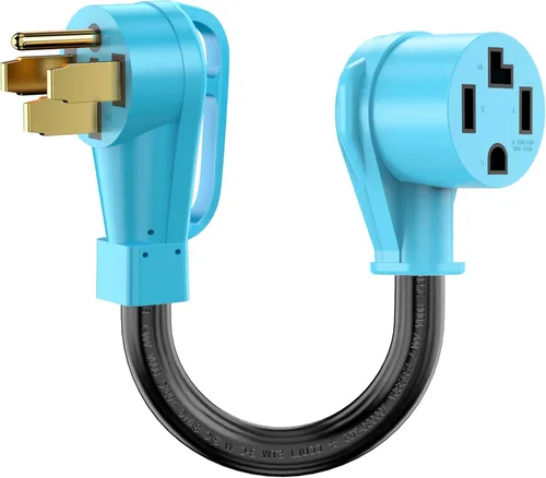 CircleCord NEMA 14-50P a 14-30R Cable adaptador de cargador EV compatible con EV y uso de secadora, para carga EV de nivel 2, diseño doblado de 180